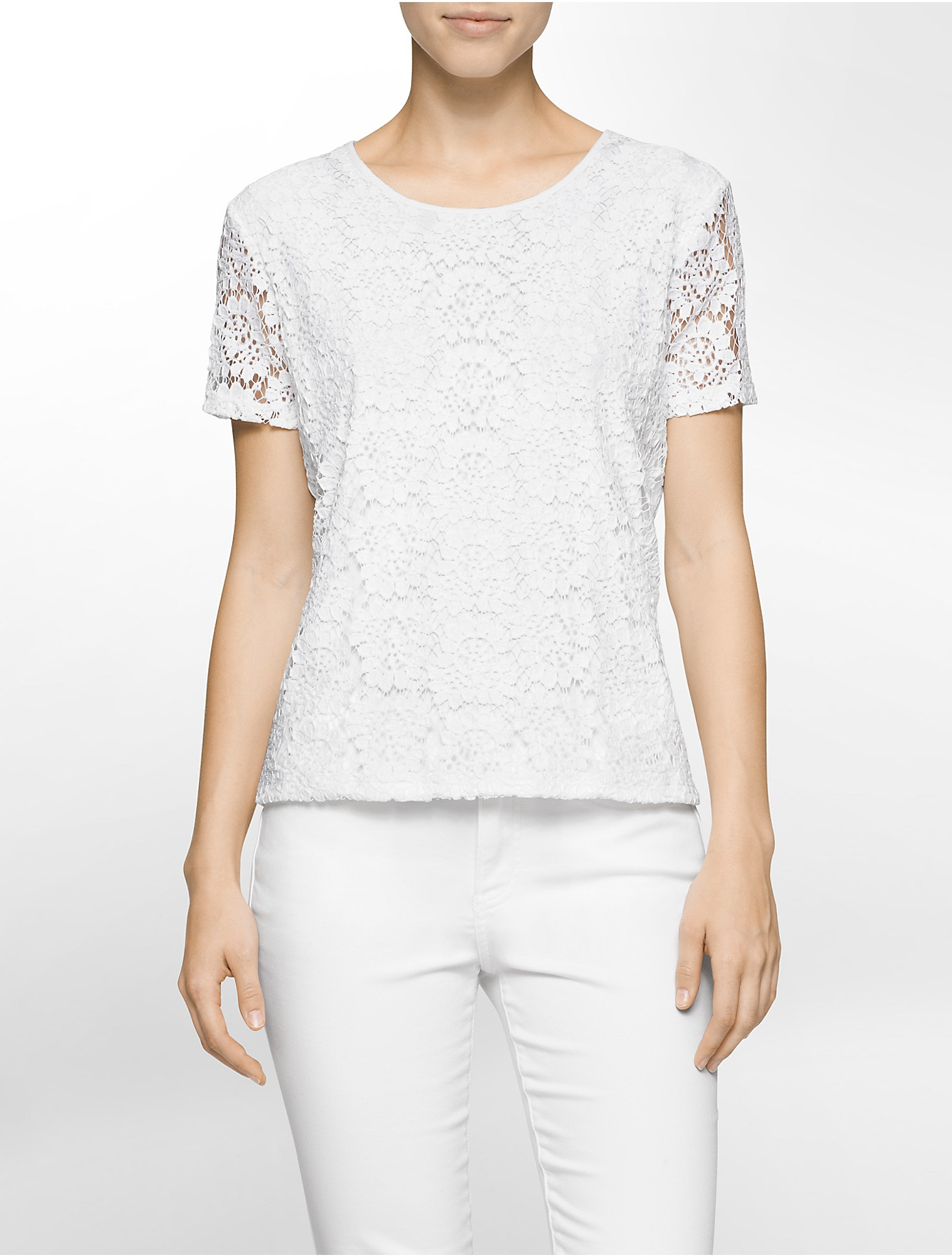 calvin klein short sleeve lace to